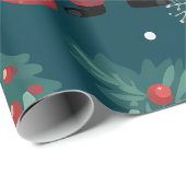Love Heart Christmas Gnomie Festive Wrapping Paper ラッピングペーパー (ロールコーナー)