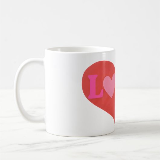  LOVE Heart Cute Typography  コーヒーマグカップ (左)