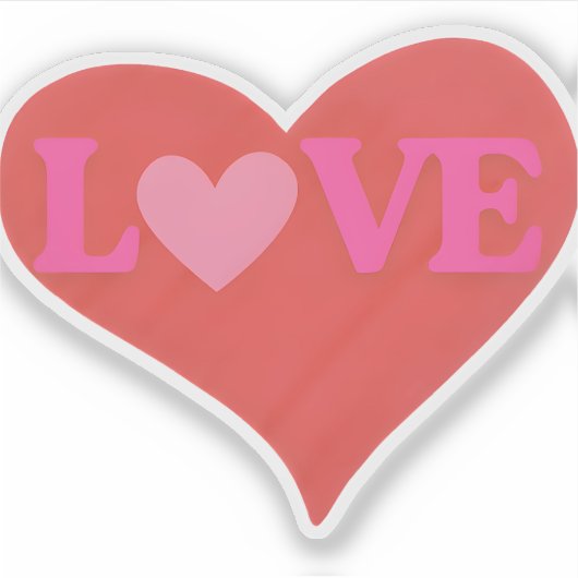  LOVE Heart Cute Typography  シール (正面)