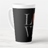 Love Heart Design – Red Gradient Heart on Black  カフェラテマグ (左アングル)