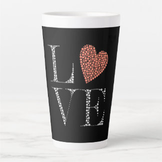 Love Heart Design – Red Gradient Heart on Black  カフェラテマグ