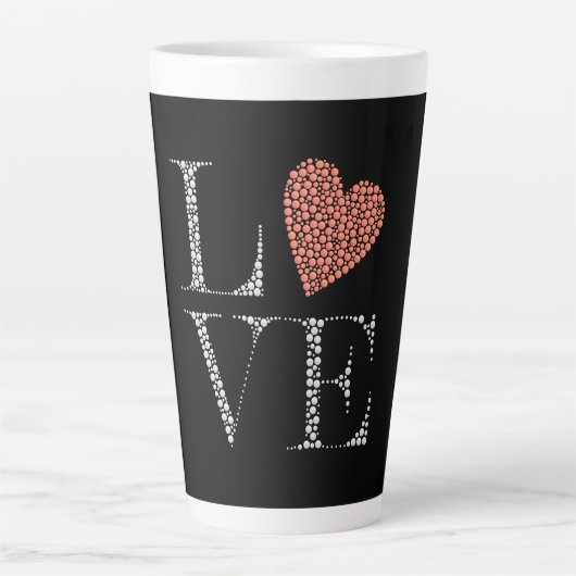 Love Heart Design – Red Gradient Heart on Black  カフェラテマグ (正面)