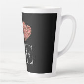 Love Heart Design – Red Gradient Heart on Black  カフェラテマグ (右)