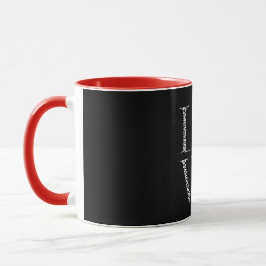 Love Heart Design – Red Gradient Heart on Black マグカップ (左)