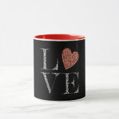 Love Heart Design – Red Gradient Heart on Black マグカップ (中央)