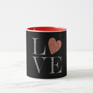 Love Heart Design – Red Gradient Heart on Black  マグカップ