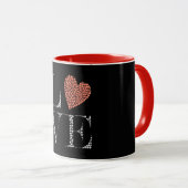 Love Heart Design – Red Gradient Heart on Black  マグカップ (正面右)