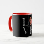 Love Heart Design – Red Gradient Heart on Black  マグカップ (正面左)