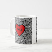 Love Heart Doodle mug Black White & Red valentines コーヒーマグカップ (正面左)