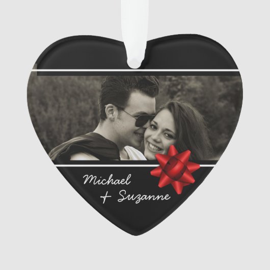 Love Heart Elegant Custom Photo オーナメント (正面)