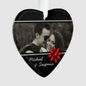 Love Heart Elegant Custom Photo オーナメント (正面)