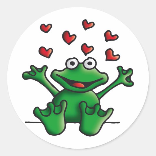 love heart frog ラウンドシール (正面)