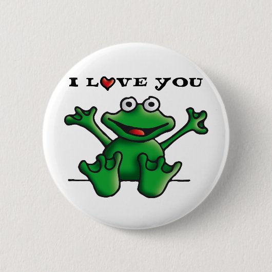 love heart frog 缶バッジ (正面)