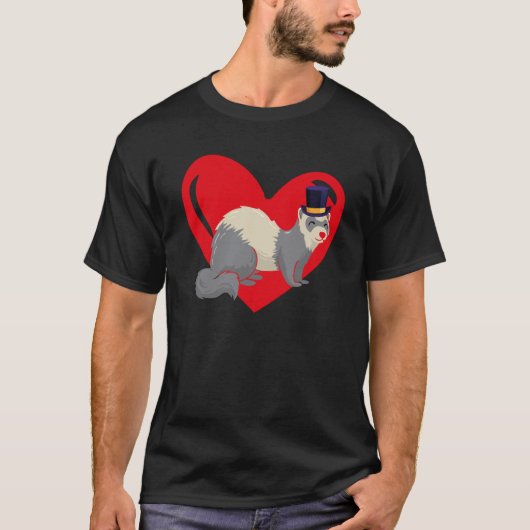 Love Heart Graphic Valentine's Day Ferrets Boys Ki Tシャツ (正面)