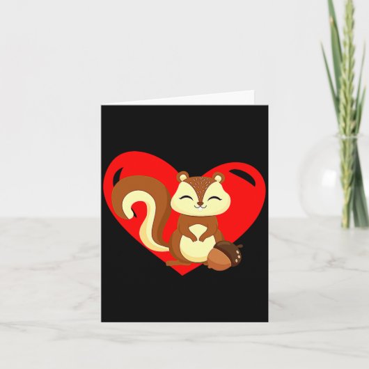 Love Heart Graphic Valentines Day Squirrel Boys K  カード (正面)