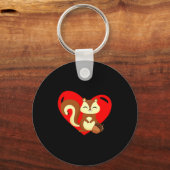Love Heart Graphic Valentines Day Squirrel Boys K キーホルダー (正面)