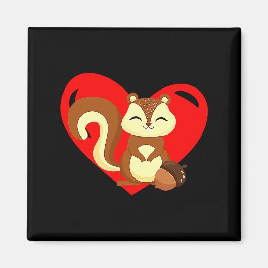Love Heart Graphic Valentines Day Squirrel Boys K マグネット (正面)