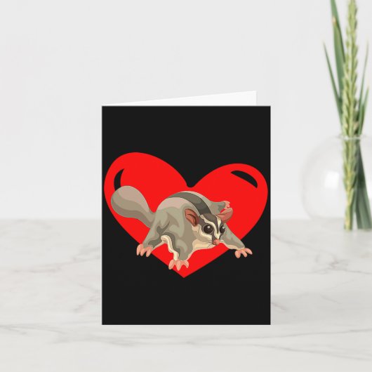 Love Heart Graphic Valentines Day Sugar Glider Bo  カード (正面)