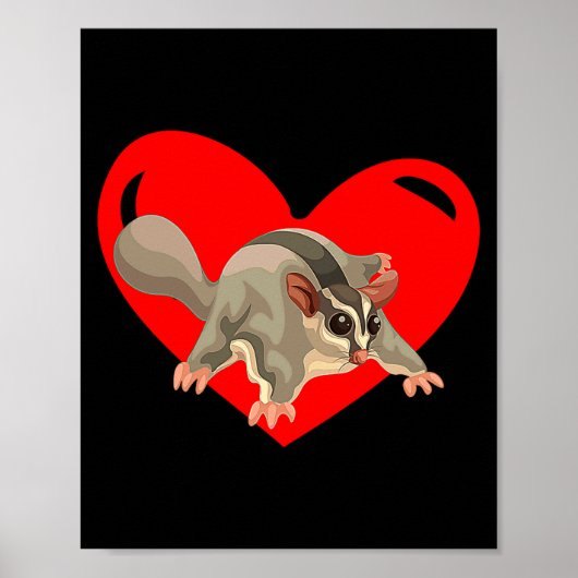 Love Heart Graphic Valentines Day Sugar Glider Bo ポスター (正面)