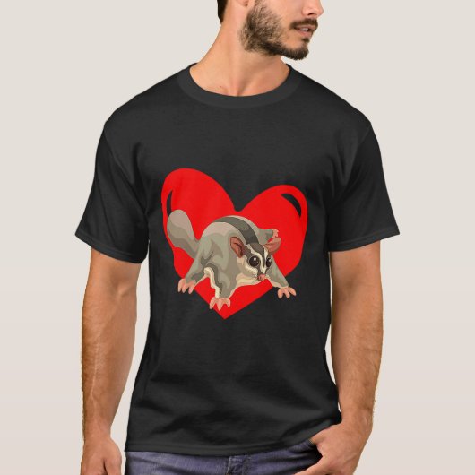 Love Heart Graphic Valentines Day Sugar Glider Bo  Tシャツ (正面)