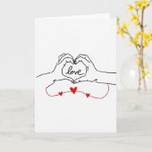 Love Heart Hands Together Card カード (黄色い花)