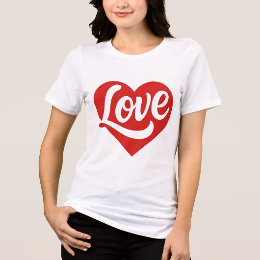 Love Heart Logo – Red Romantic Symbol トライブレンドTシャツ (正面)