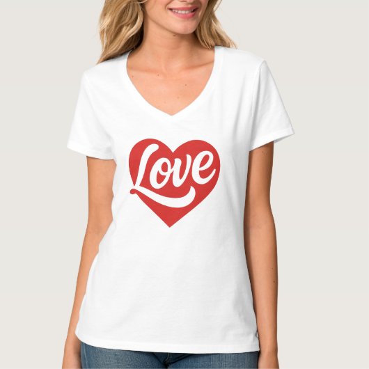 Love Heart Logo – Red Romantic Symbol Tシャツ (正面)