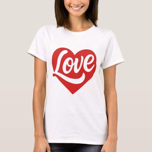 Love Heart Logo – Red Romantic Symbol Tシャツ (正面)