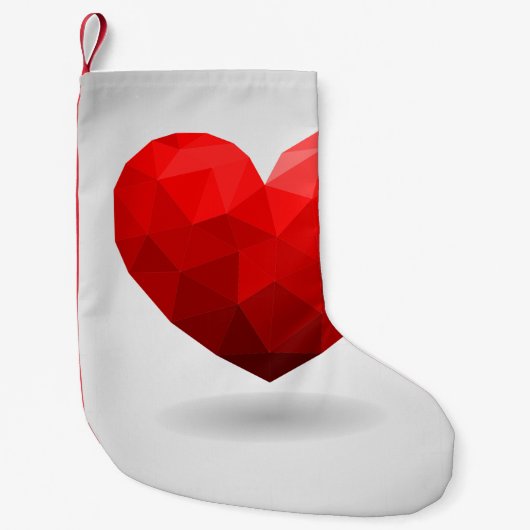 Love heart low poly valentine スモールクリスマスストッキング (正面)