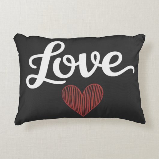 Love Heart Minimal Typography Romantic Design アクセントクッション (正面)