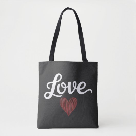 Love Heart Minimal Typography Romantic Design トートバッグ (正面)