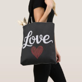 Love Heart Minimal Typography Romantic Design トートバッグ (クローズアップ)