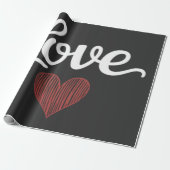 Love Heart Minimal Typography Romantic Design ラッピングペーパー (アンロールド)
