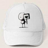 Love Heart Minimalist Trucker Hat - Cute Matching キャップ (正面)