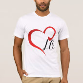 Love Heart Monogram Custom Initials Tシャツ (正面)