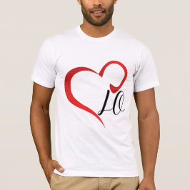 Love Heart Monogram Custom Initials Tシャツ