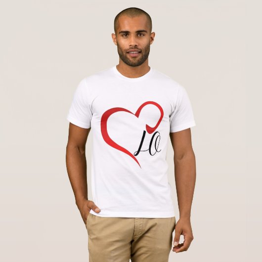 Love Heart Monogram Custom Initials Tシャツ (正面フル)