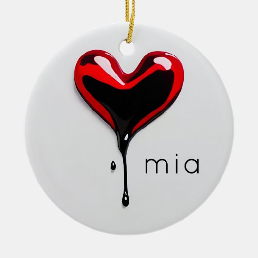 love heart monogram name modern minimal Christmas セラミックオーナメント (正面)
