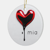 love heart monogram name modern minimal Christmas セラミックオーナメント (左)