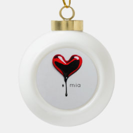 love heart monogram name modern minimal Christmas セラミックボールオーナメント