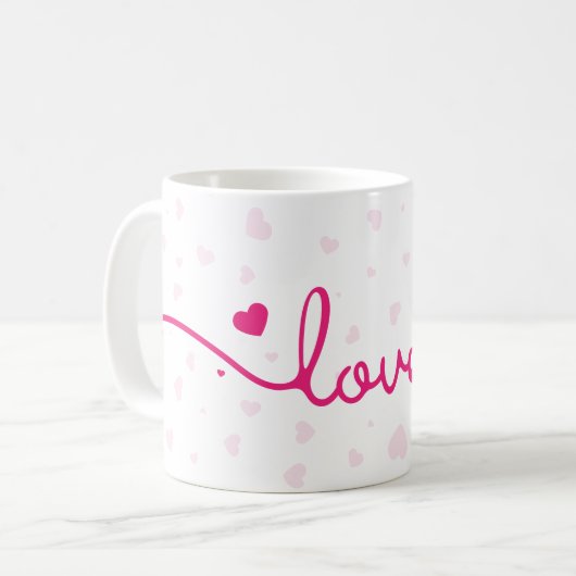 "Love" Heart Pattern Coffee Mug コーヒーマグカップ (正面左)