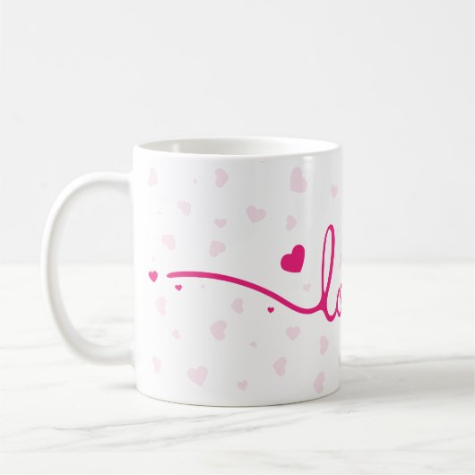 "Love" Heart Pattern Coffee Mug コーヒーマグカップ (左)