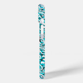 Love Heart Pattern Teal White iPhone Case Case-Mate iPhoneケース (裏面 / 左)