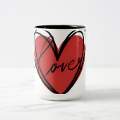  Love Heart Scribble ツートーンマグカップ (中央)