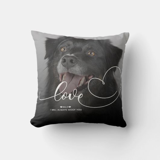 Love Heart Script | ペットの写真 クッション (正面)