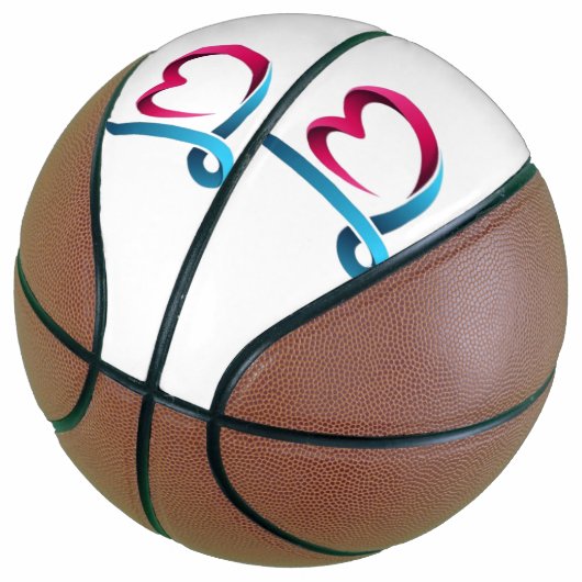 Love Heart Script Basketball - Custom Romantic バスケットボール (アングル)