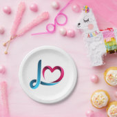 Love Heart Script Paper Plates - Elegant Red Heart ペーパープレート (パーティー)