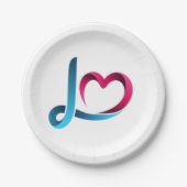 Love Heart Script Paper Plates - Elegant Red Heart ペーパープレート (正面)