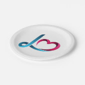 Love Heart Script Paper Plates - Elegant Red Heart ペーパープレート (アングル)