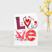 Love Heart Stethoscope Healthcare Worker Funny Val カード (黄色い花)